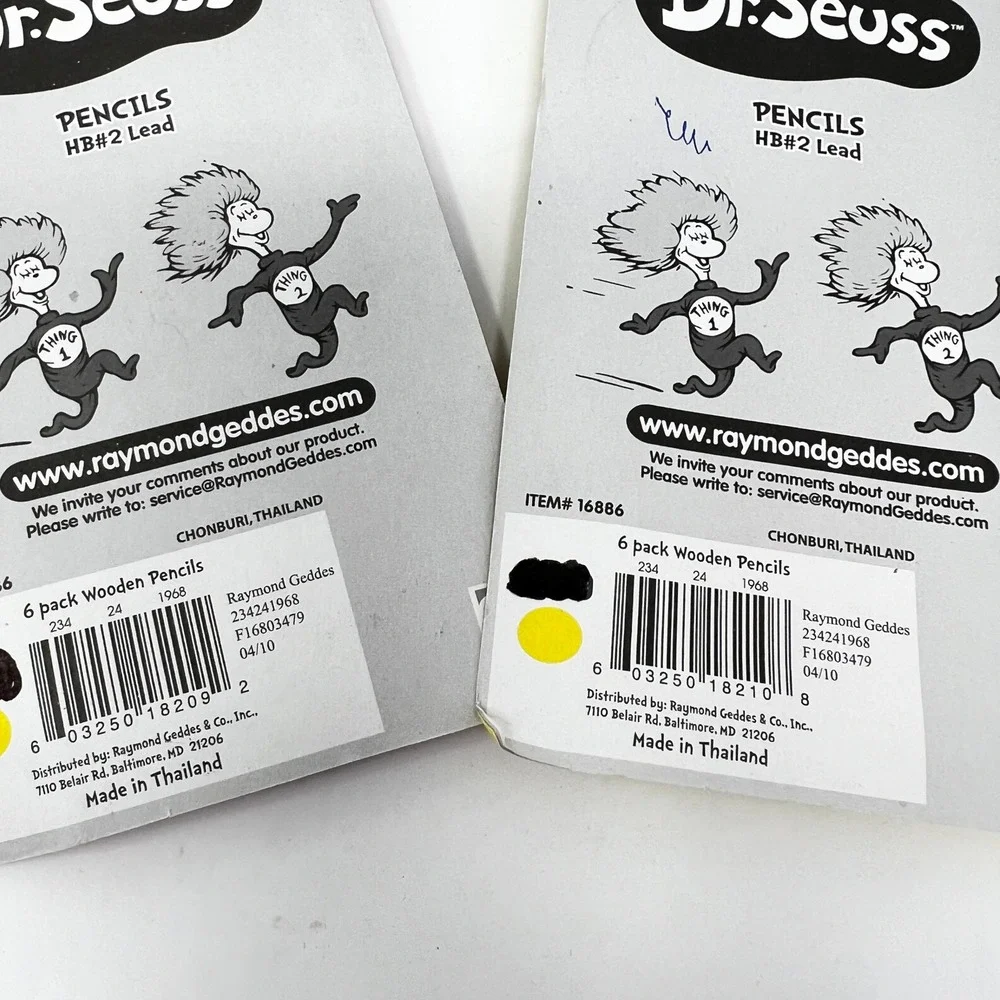Dr. Seuss pencils‎ pack of 6 New, Vintage Pencils 2010